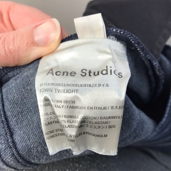 Acne Studios Town Twilight men’s skinny jeans dark wash button fly - Picture 11 of 11